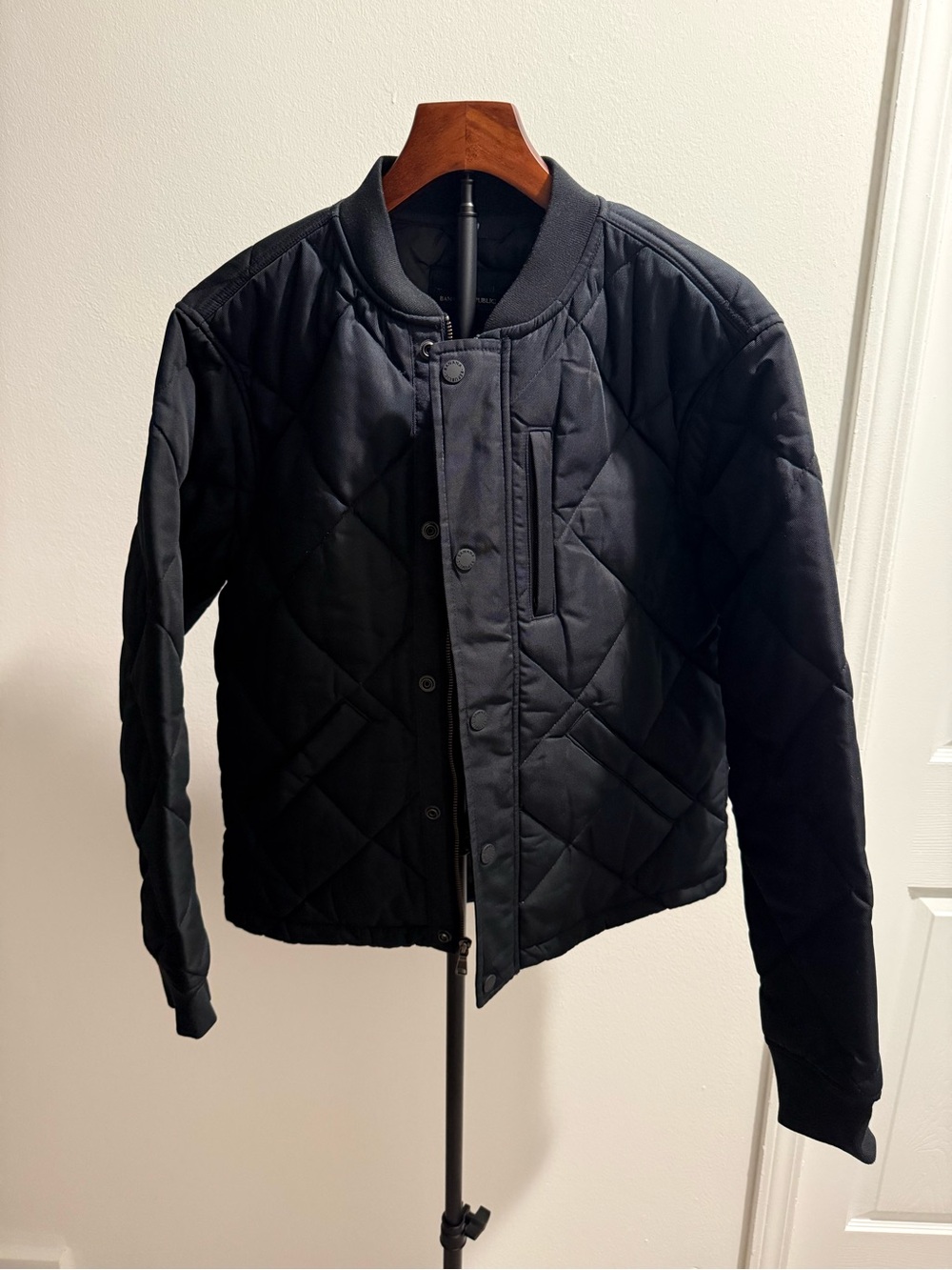 Banana Republic Dark Navy Blue Quilted Bomber Jacket